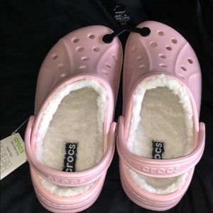 Pink fuzzy lined crocs!